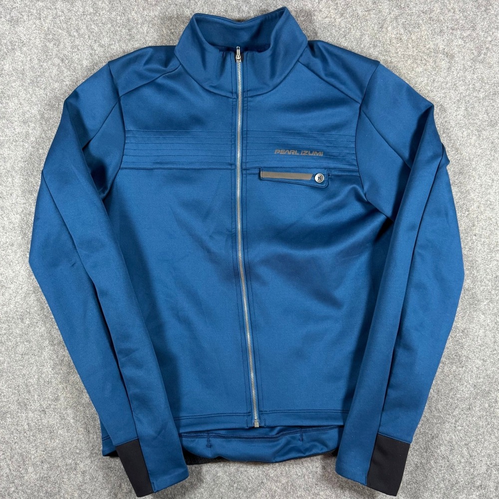 Pearl Izumi Jacket Mens Large Blue Cycling Full Zip Reflective Performance Top